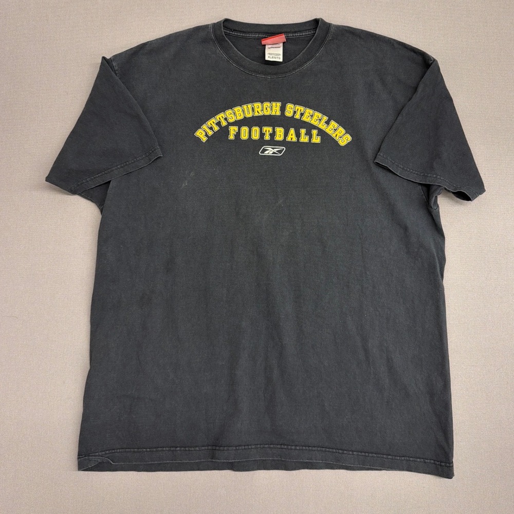 Reebok Pittsburgh‎ Steelers Football T-Shirt Mens XL Black Short Sleeve NFL Logo